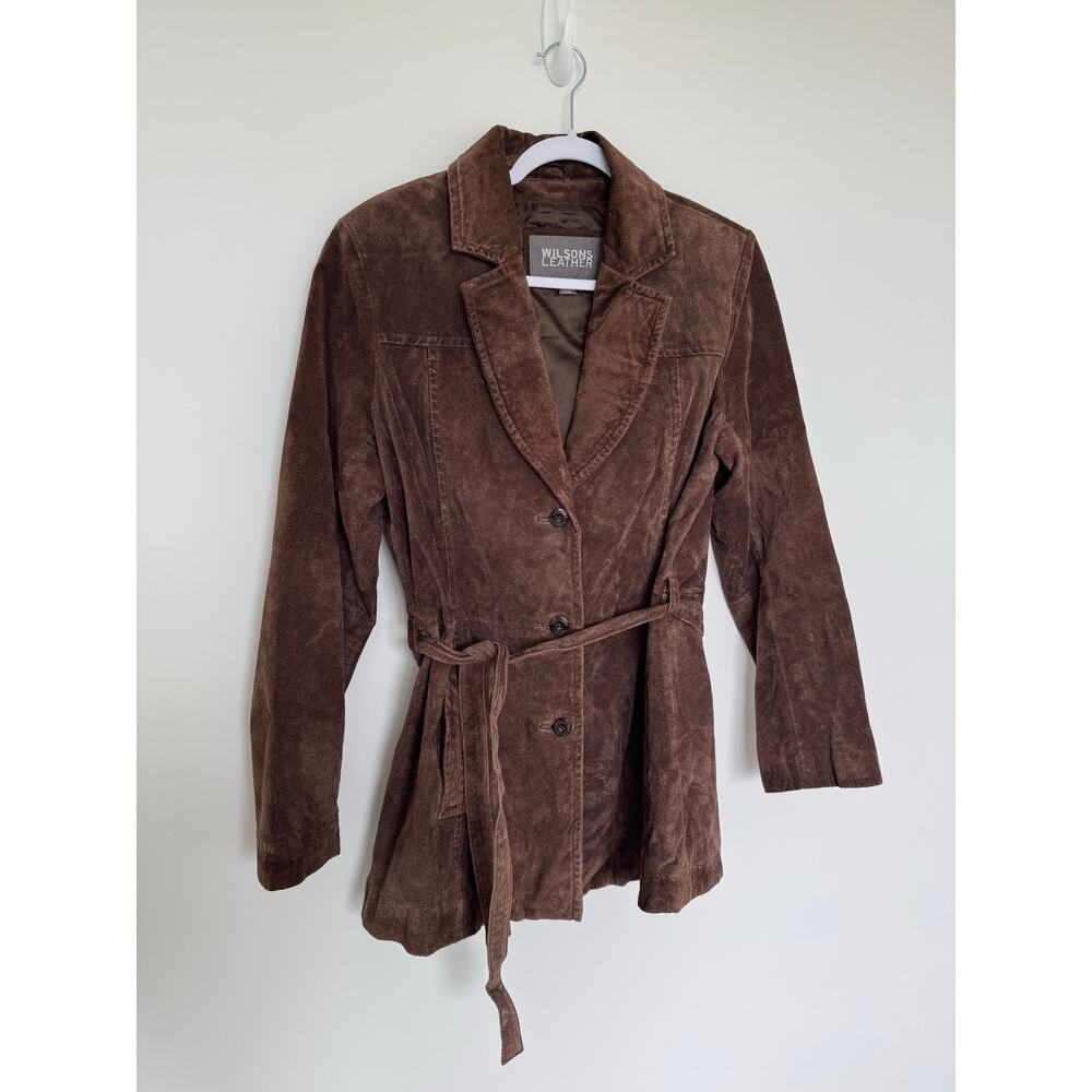 Vintage Wilson’s Genuine Leather Jacket - Women’s Y2K Belted Suede Jacket - Picture 2 of 10